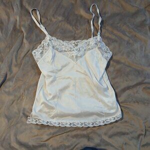 Bari's Women's Vintage Camisole White Lace Trim SZ S GUC